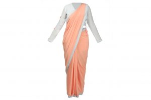peach muslin silk saree