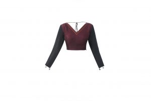 black and maroon colour blocked blouse