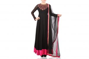 black and pink anarkali suit