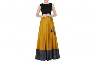 mustard yellow chanderi skirt