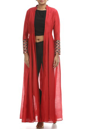 Red Floor-Length Cape 